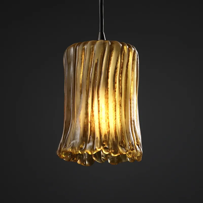 Veneto Luce 1 Light 5 inch Dark Bronze Pendant Ceiling Light in Amber (Veneto Luce), Cylinder with Rippled Rim Holiday Sale