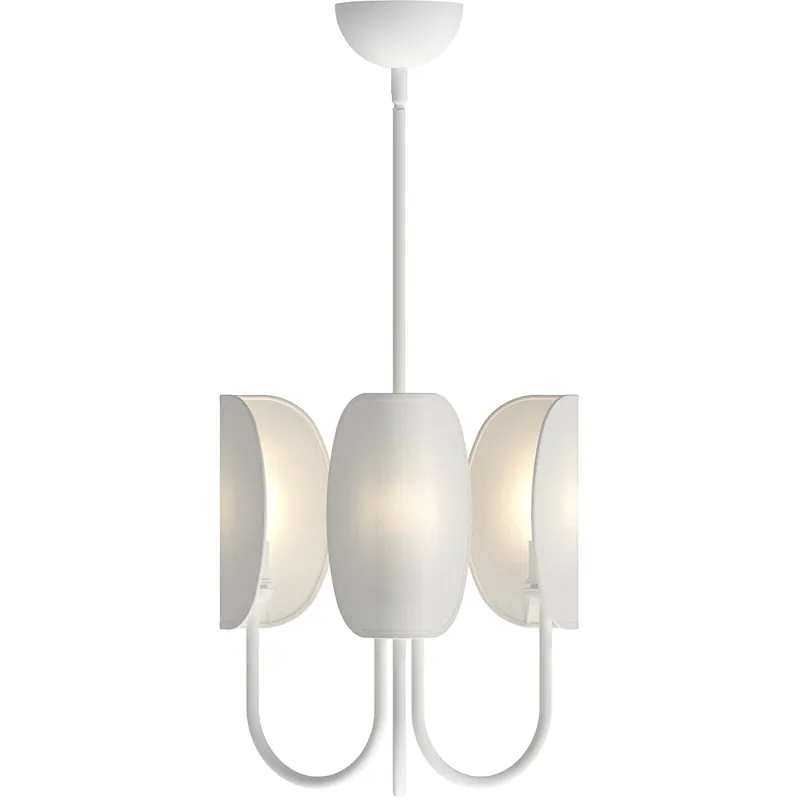 Alora Mood Hera 15 inch Matte White Chandelier Ceiling Light in White and White Cotton Fabric Bargain