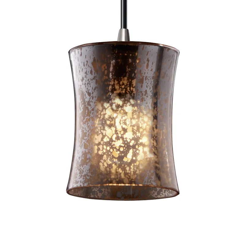 Fusion 1 Light 5 inch Brushed Nickel Pendant Ceiling Light in Black Cord, Mercury Glass, Hourglass, Incandescent Buy Today