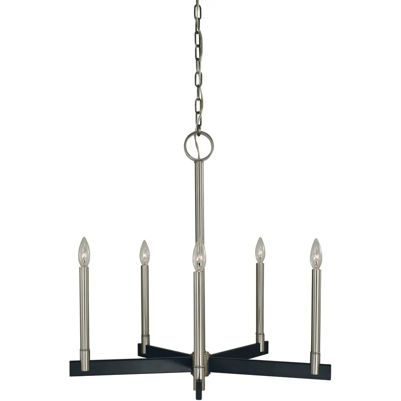 Don’t Miss Out Jessica 5 Light 26 inch Brushed Nickel/Matte Black Dining Chandelier Ceiling Light