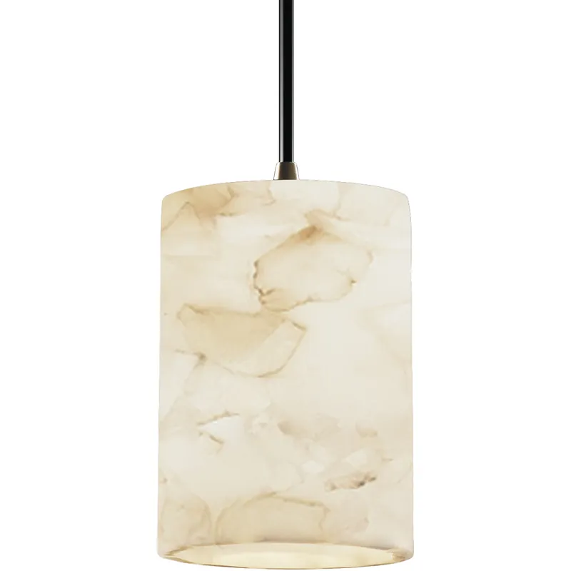Alabaster Rocks 1 Light 4 inch Polished Chrome Pendant Ceiling Light in Black Cord, Cylinder with Flat Rim, Incandescent Free Returns