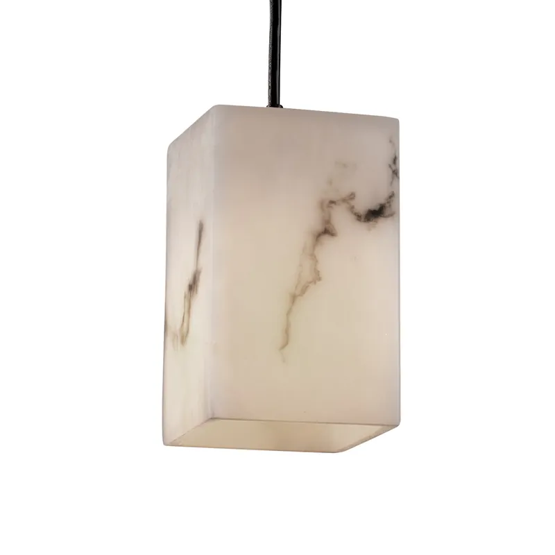 LumenAria 1 Light 5 inch Matte Black Pendant Ceiling Light in Black Cord, Tall Tapered Square Special Offer