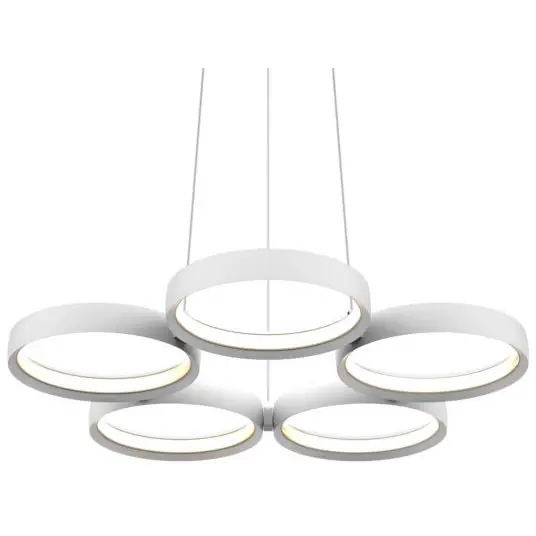 Cassio LED 25 inch White Pendant Ceiling Light, 5 Ring Professional Grade