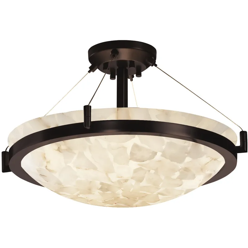 Alabaster Rocks 8 Light 39 inch Dark Bronze Semi Flush Ceiling Light, Ring Family, Choices Save Now
