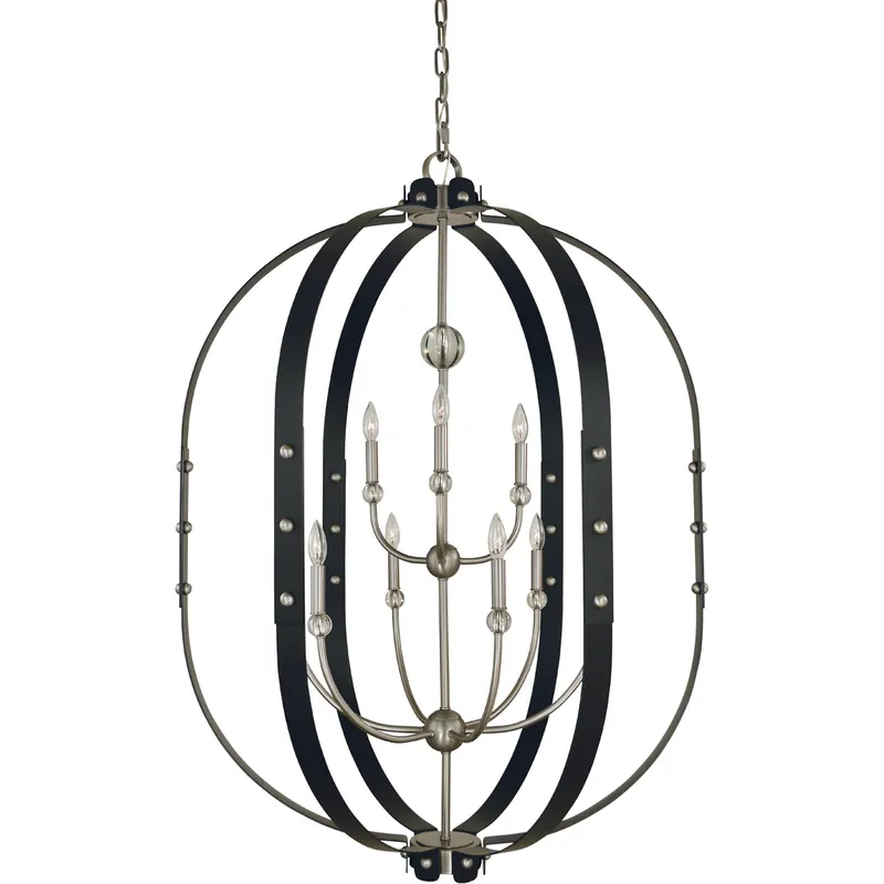 Certified Urban Craftsman 9 Light 35 inch Brushed Nickel/Matte Black Foyer Chandelier Ceiling Light