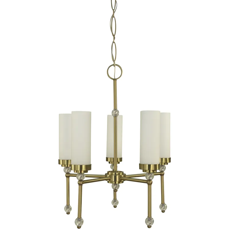 Worldwide Shipping Emily 5 Light 24 inch Brushed Brass Dining Chandelier Ceiling Light