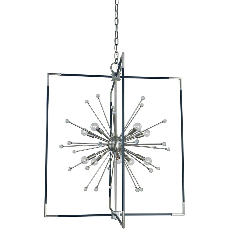 Order Now Zeta 10 Light 34 inch Brushed Nickel with Matte Black Accents Chandelier Ceiling Light