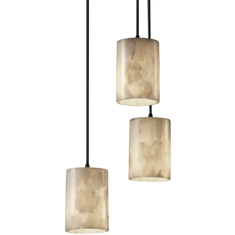 Alabaster Rocks 3 Light 4 inch Matte Black Pendant Ceiling Light in Black Cord, Cylinder with Flat Rim Best Choice