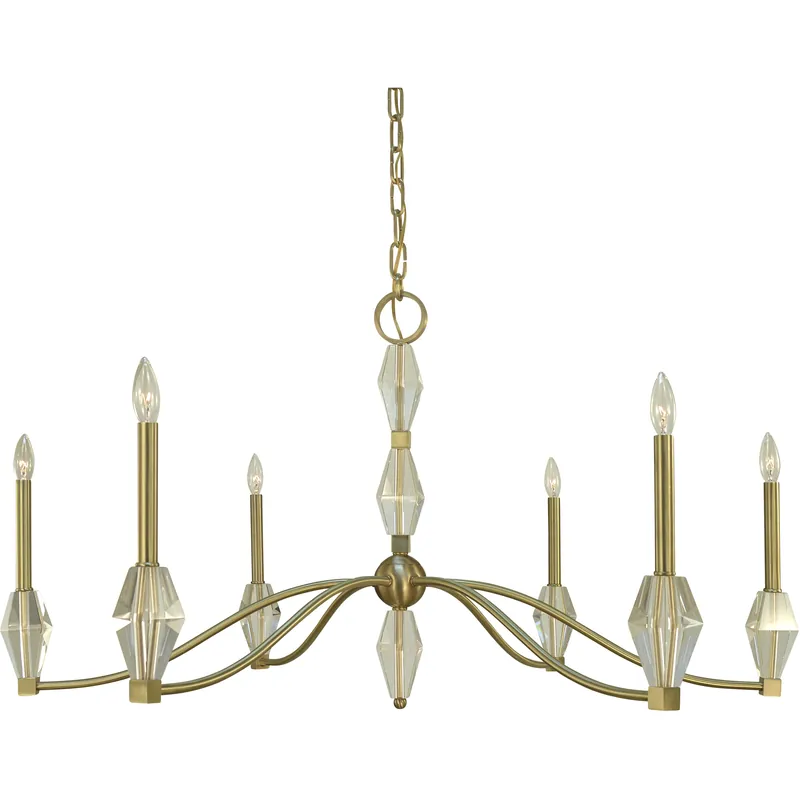 Vivian 6 Light 46 inch Brushed Brass Dining Chandelier Ceiling Light Hassle-Free Returns