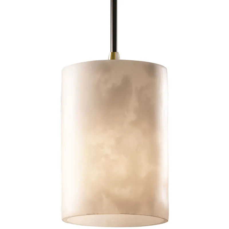 Crafted Clouds 1 Light 4 inch Antique Brass Pendant Ceiling Light in Black Cord, Cylinder with Flat Rim