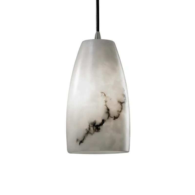 Save Now LumenAria 1 Light 5 inch Brushed Nickel Pendant Ceiling Light in Black Cord, Tall Tapered Cylinder