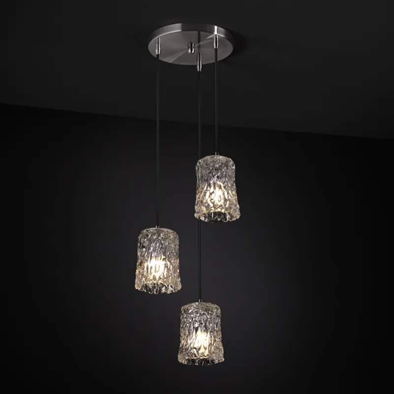 Veneto Luce 3 Light 6 inch Brushed Nickel Pendant Ceiling Light in Clear Textured (Veneto Luce), Tulip with Rippled Rim Big Sale