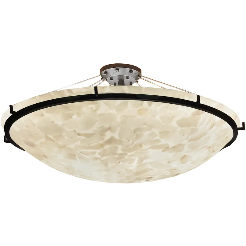 Free Returns Alabaster Rocks 8 Light 51 inch Dark Bronze Semi Flush Ceiling Light, Ring Family, Choices