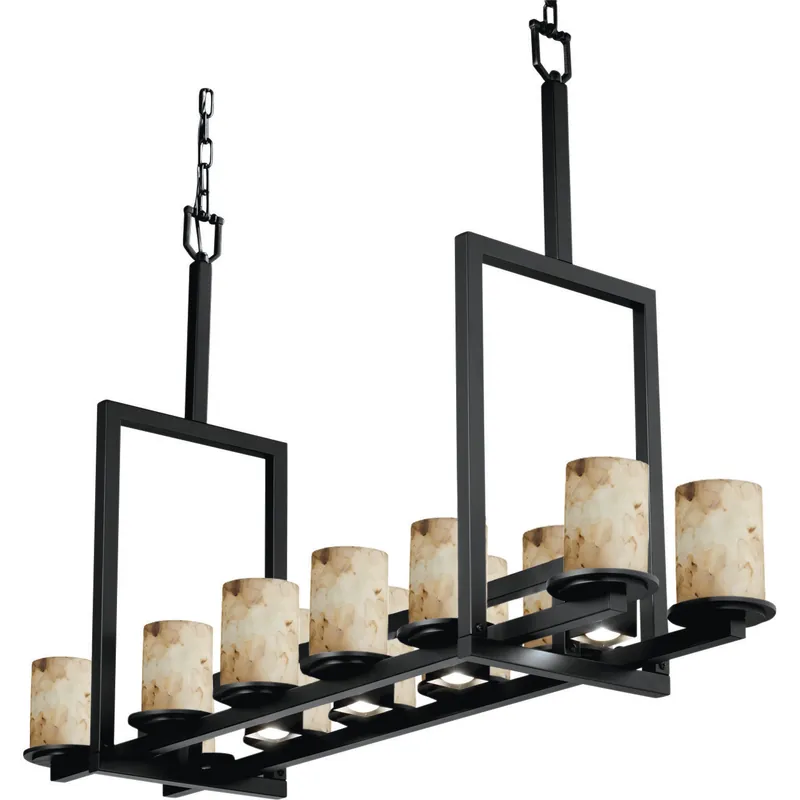 Alabaster Rocks 12 Light 13 inch Matte Black Chandelier Ceiling Light, Dakota Family, Choices Factory Price