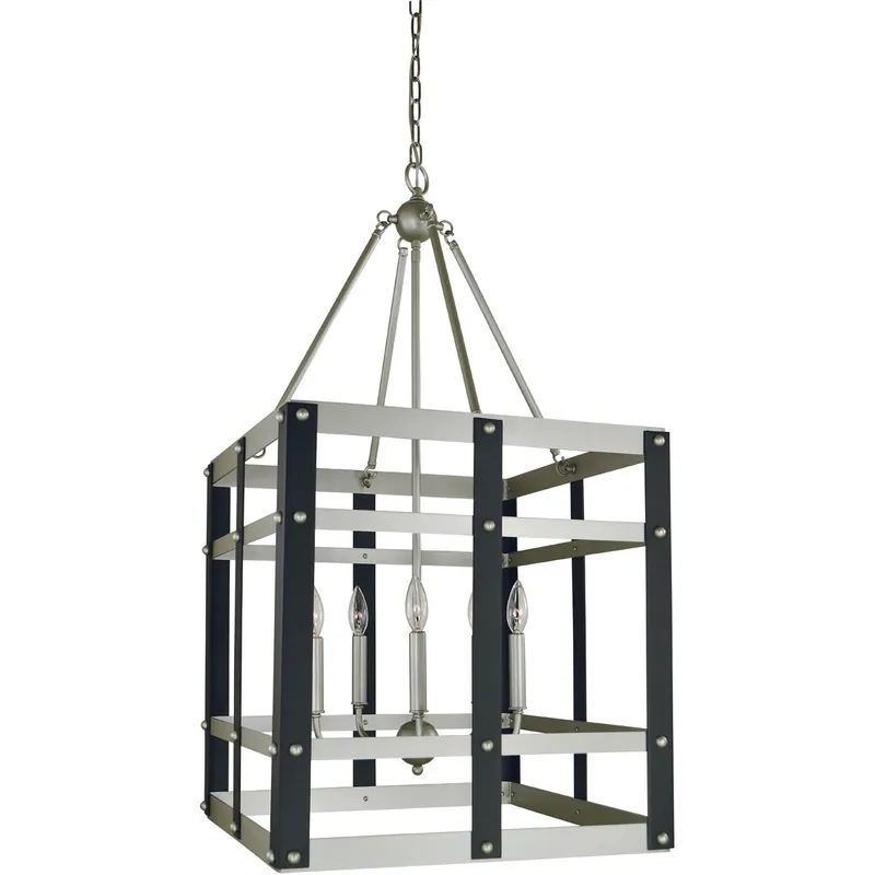 Metro Artisan 5 Light 20 inch Satin Pewter/Matte Black Dining Chandelier Ceiling Light Certified