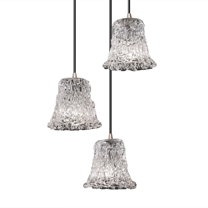 Veneto Luce 3 Light 4 inch Brushed Nickel Pendant Ceiling Light in Lace (Veneto Luce), Round Flared Same Day Shipping