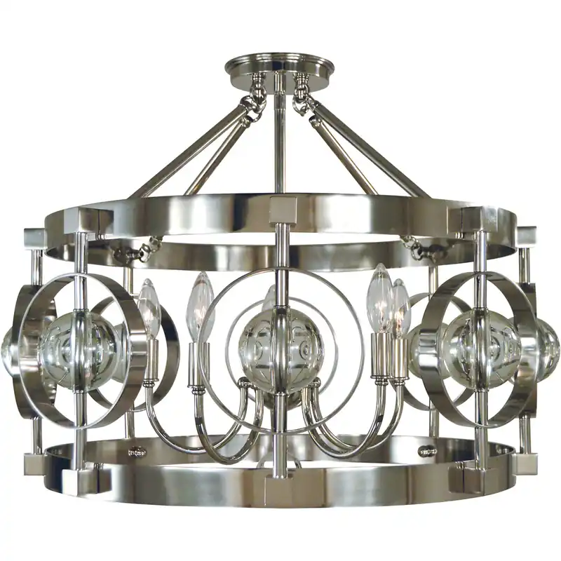 Super Sale Ephemeris 5 Light 22 inch Polished Nickel Semi-Flush Mount Ceiling Light