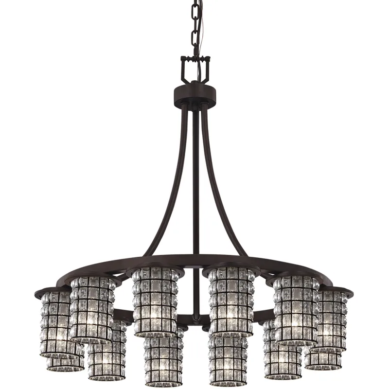 Wire Glass LED 28 inch Dark Bronze Chandelier Ceiling Light Money Back Guarantee