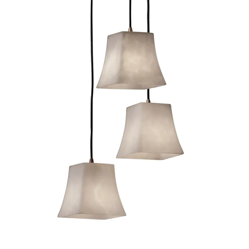 Best Seller Clouds 3 Light 4 inch Brushed Nickel Pendant Ceiling Light in Black Cord, Cylinder with Flat Rim