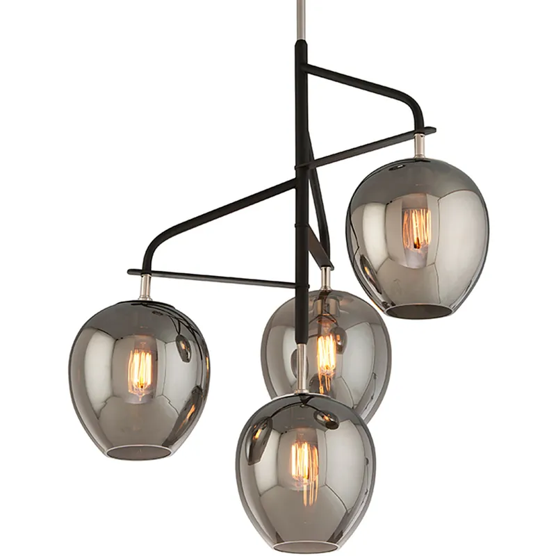 Newland 4 Light 29 inch Carbide Black and Polished Nickel Chandelier Ceiling Light Weekend Sale