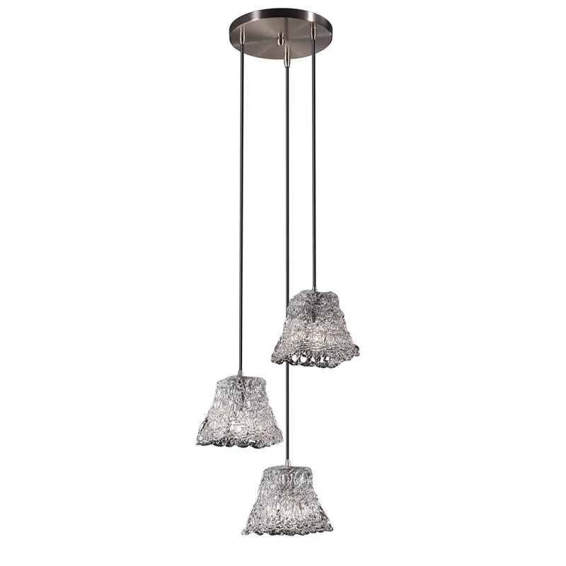 Free Returns Veneto Luce 3 Light 6 inch Brushed Nickel Pendant Ceiling Light in Lace (Veneto Luce), Square Flared
