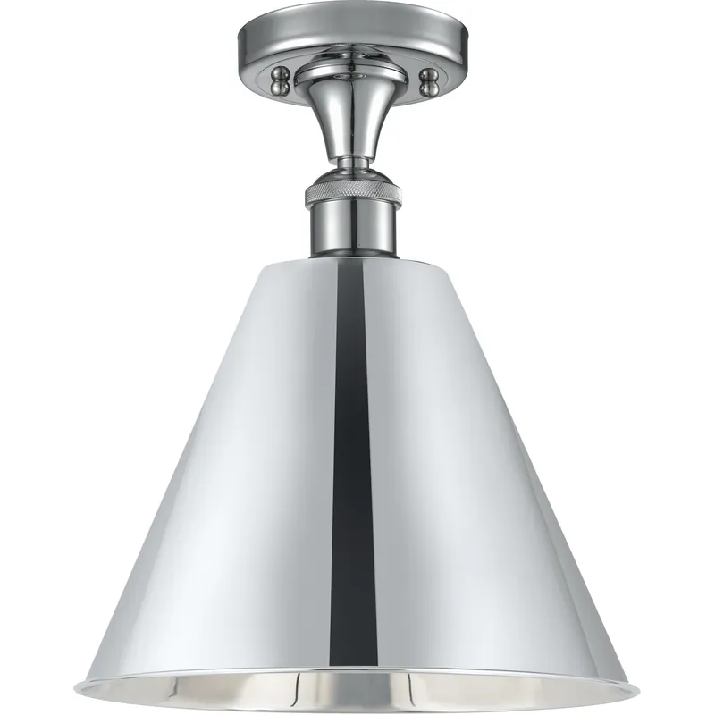 Certified Ballston Cone LED 12 inch Polished Chrome Semi-Flush Mount Ceiling Light