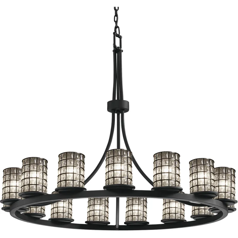 Certified Wire Glass 15 Light 42 inch Matte Black Chandelier Ceiling Light, Choices