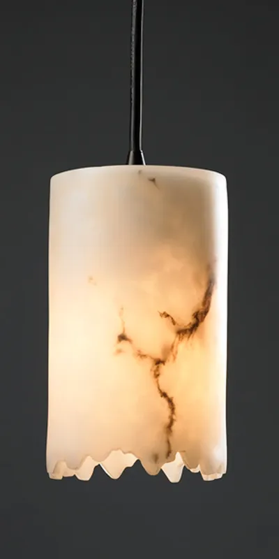 LumenAria 1 Light 4 inch Dark Bronze Pendant Ceiling Light in Black Cord, Cylinder with Broken Rim Must Have