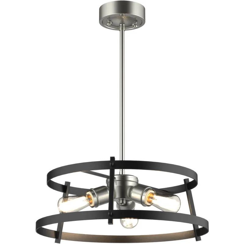 Fresh Stock Gentry 3 Light 17 inch Satin Nickel and Graphite Pendant Ceiling Light