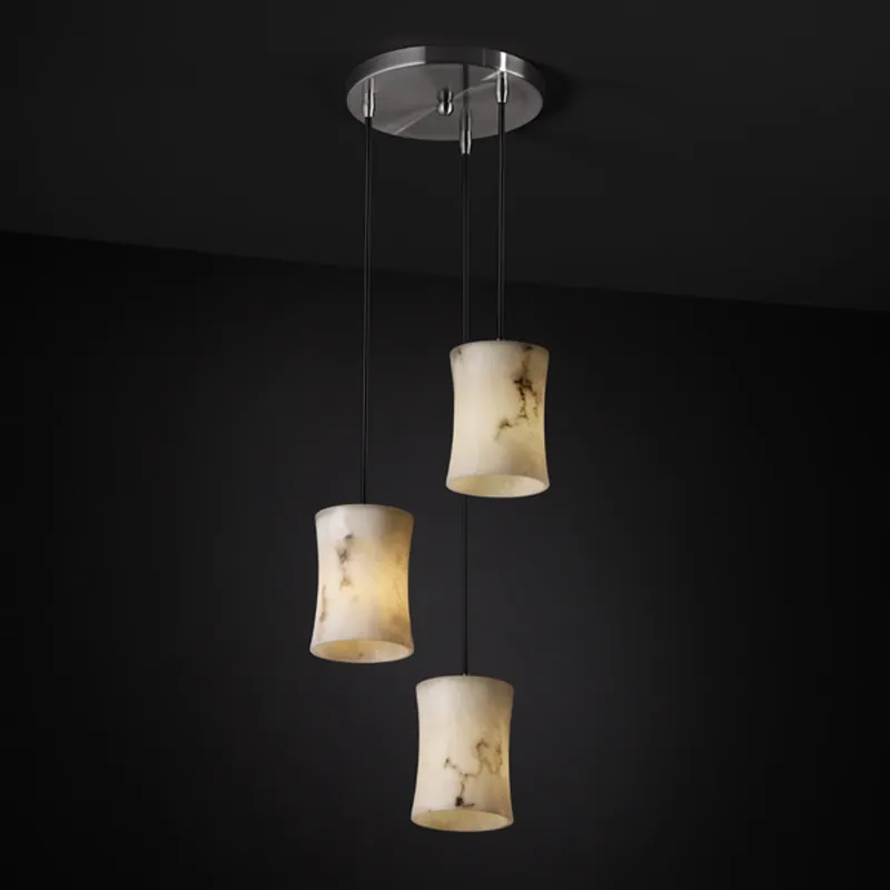 LumenAria 3 Light 5 inch Brushed Nickel Pendant Ceiling Light in Black Cord, Hourglass, Incandescent Fan Favorite