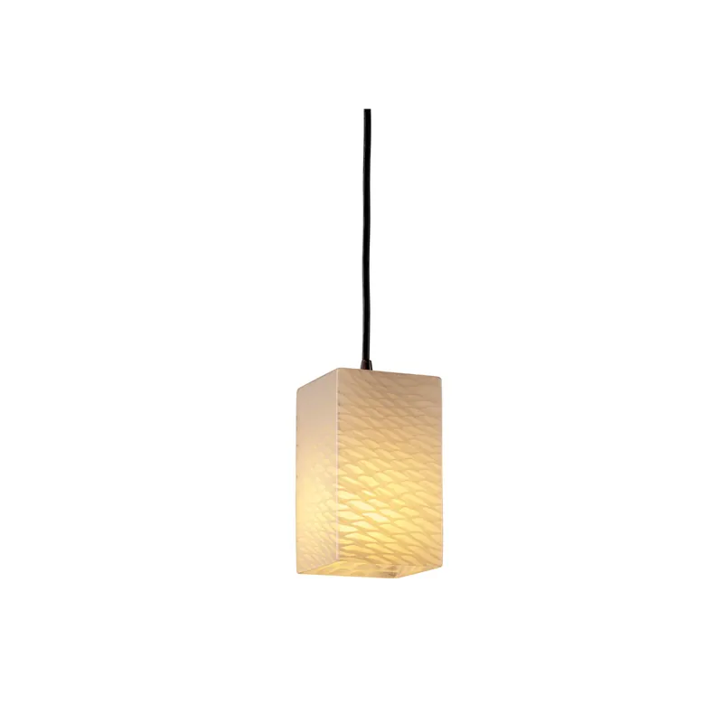 Fusion 1 Light 4 inch Dark Bronze Pendant Ceiling Light in Black Cord, Weave, Square with Flat Rim, Incandescent Bargain