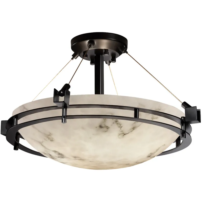 LumenAria LED 22 inch Matte Black Semi-Flush Ceiling Light Free Returns