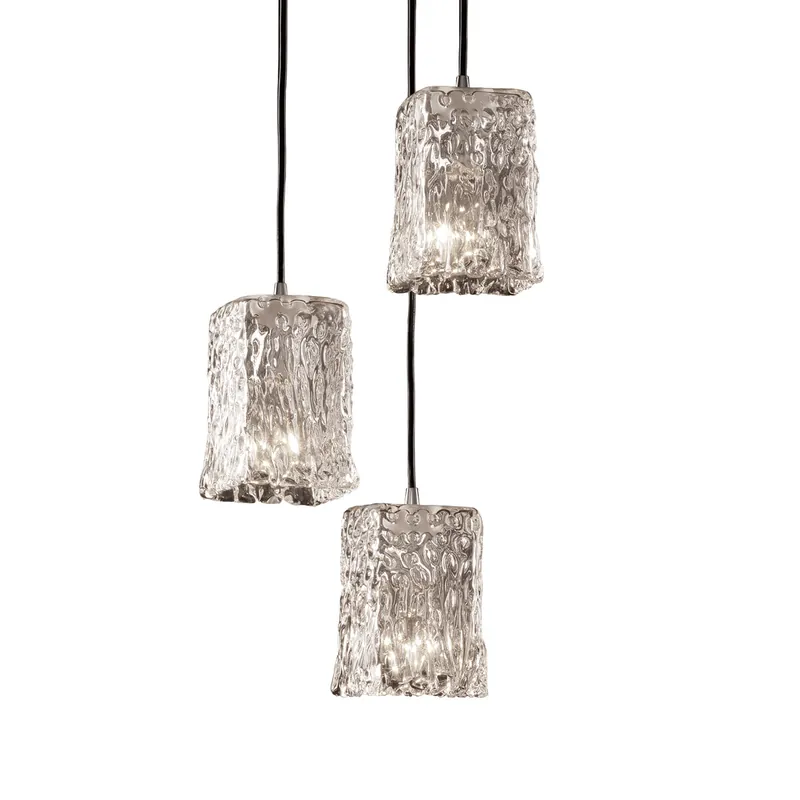 Price Cut Veneto Luce 3 Light 5 inch Dark Bronze Pendant Ceiling Light in Clear Textured (Veneto Luce)