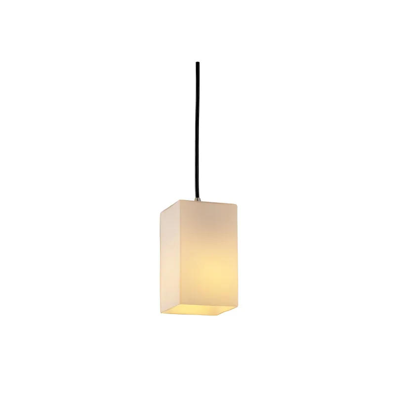 Fusion 1 Light 4 inch Brushed Nickel Pendant Ceiling Light in Black Cord, Opal, Square with Flat Rim, Incandescent New Release