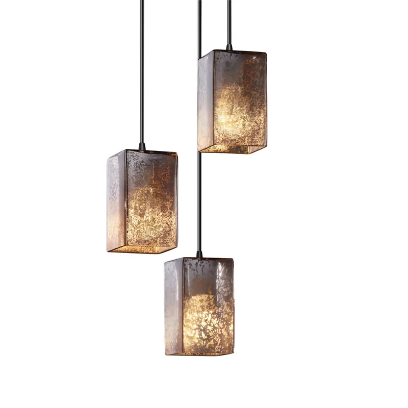 Fusion 3 Light 5 inch Brushed Nickel Pendant Ceiling Light in Black Cord, Droplet, Tall Tapered Square, Incandescent New Release