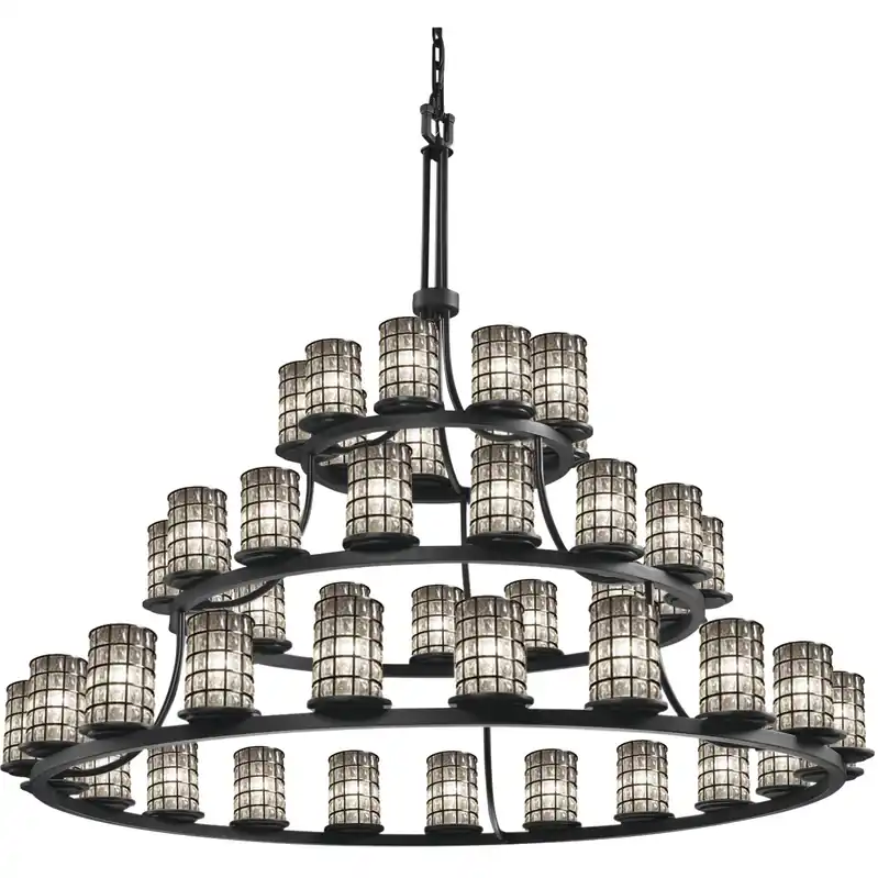 Affordable Wire Glass 45 Light 60 inch Matte Black Chandelier Ceiling Light, Choices