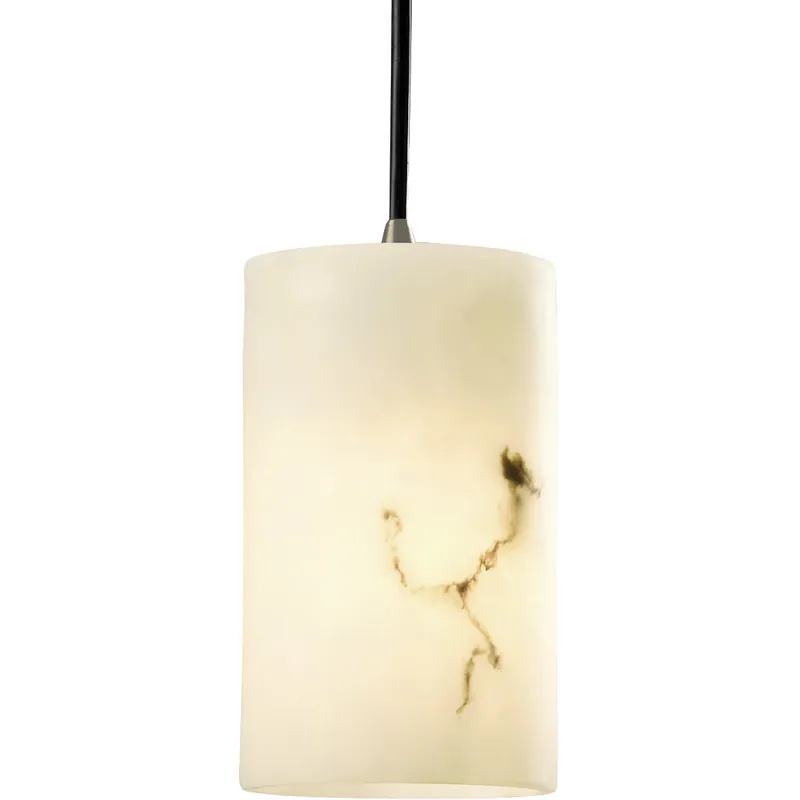 LumenAria 1 Light 4 inch Matte Black Pendant Ceiling Light in Black Cord, Cylinder with Broken Rim Free Shipping