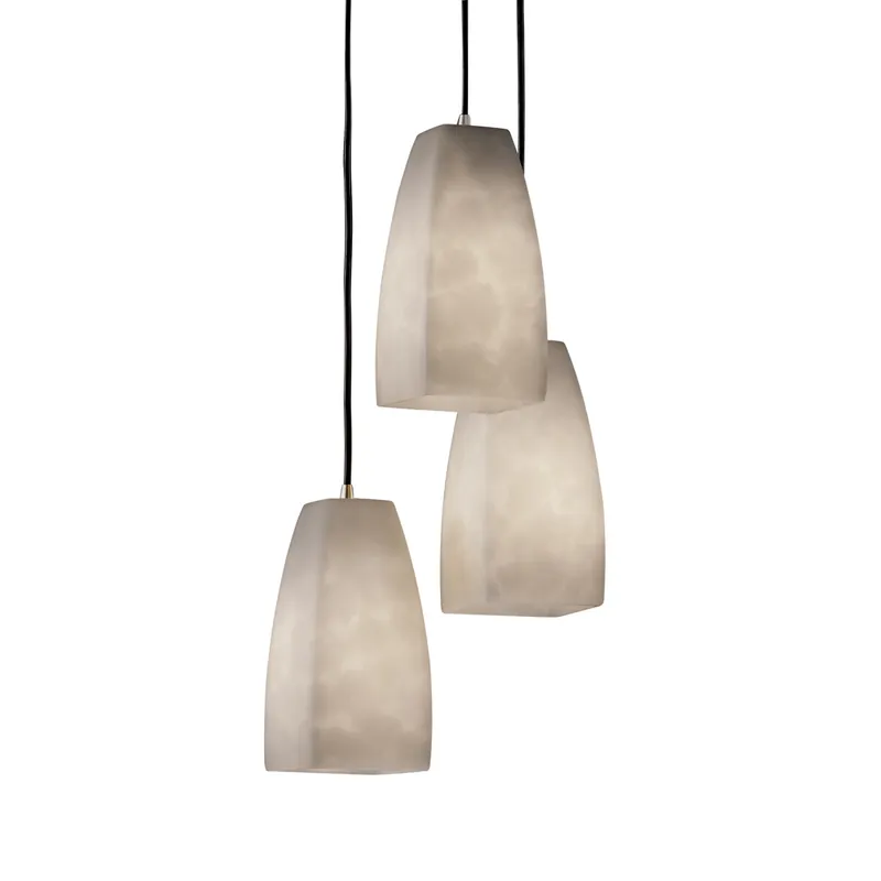 Clouds 3 Light 5 inch Brushed Nickel Pendant Ceiling Light in Black Cord, Tall Tapered Square Top Pick