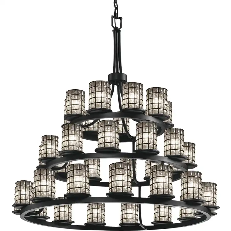 Wire Glass 36 Light 42 inch Matte Black Chandelier Ceiling Light, Choices Fan Favorite
