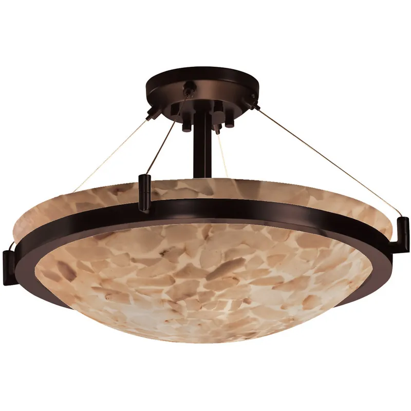 Hot Deal Alabaster Rocks LED 39 inch Dark Bronze Semi-Flush Ceiling Light