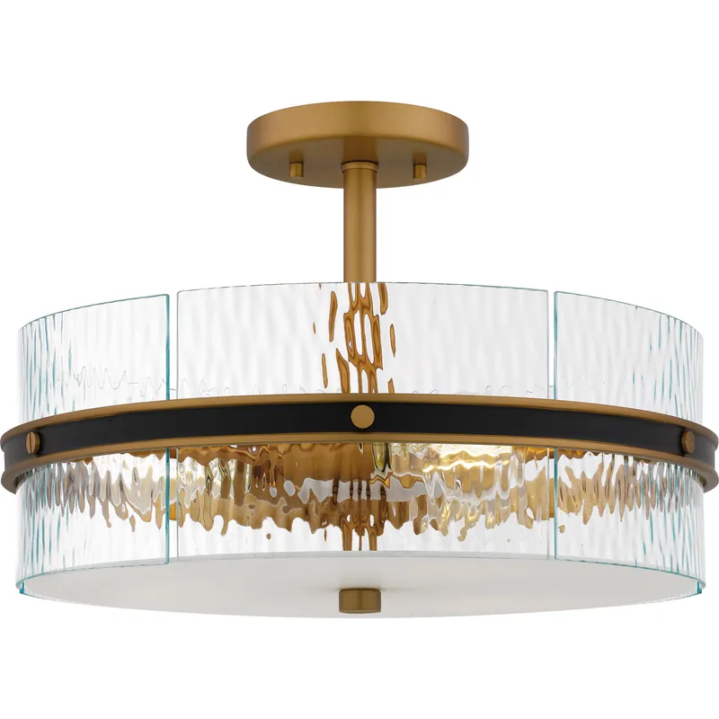 Seasonal Sale Reagan 3 Light 16 inch Matte Black Semi-Flush Mount Ceiling Light, Medium
