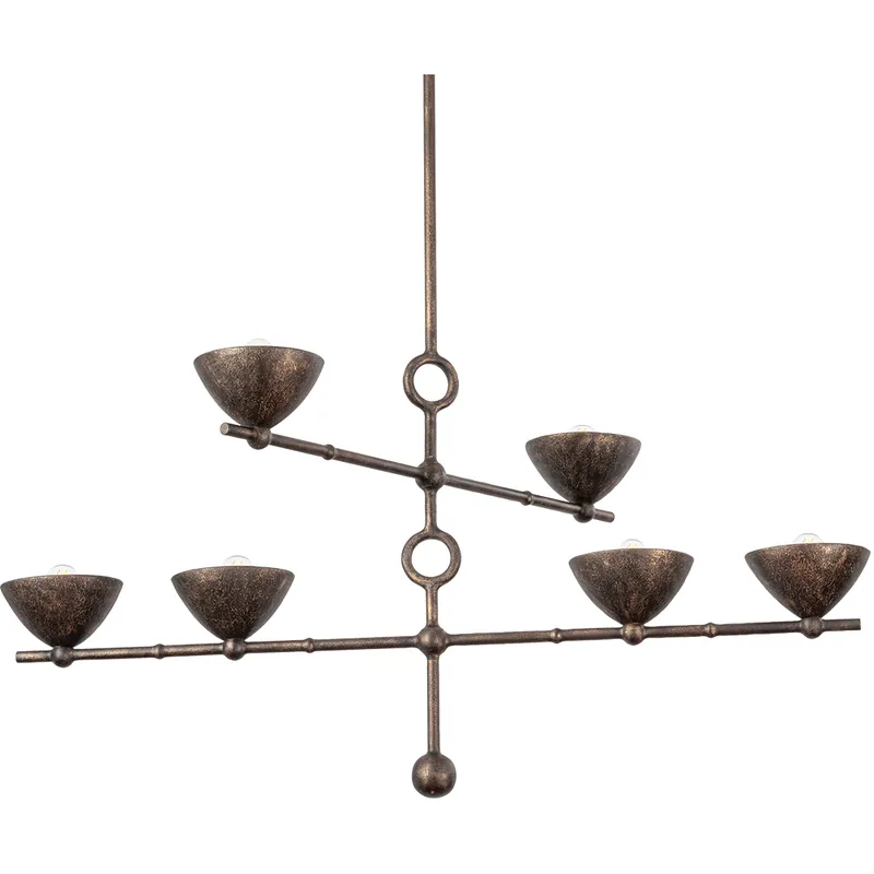 Vishal 6 Light 54 inch Black Patina Gold Chandelier Ceiling Light Markdown