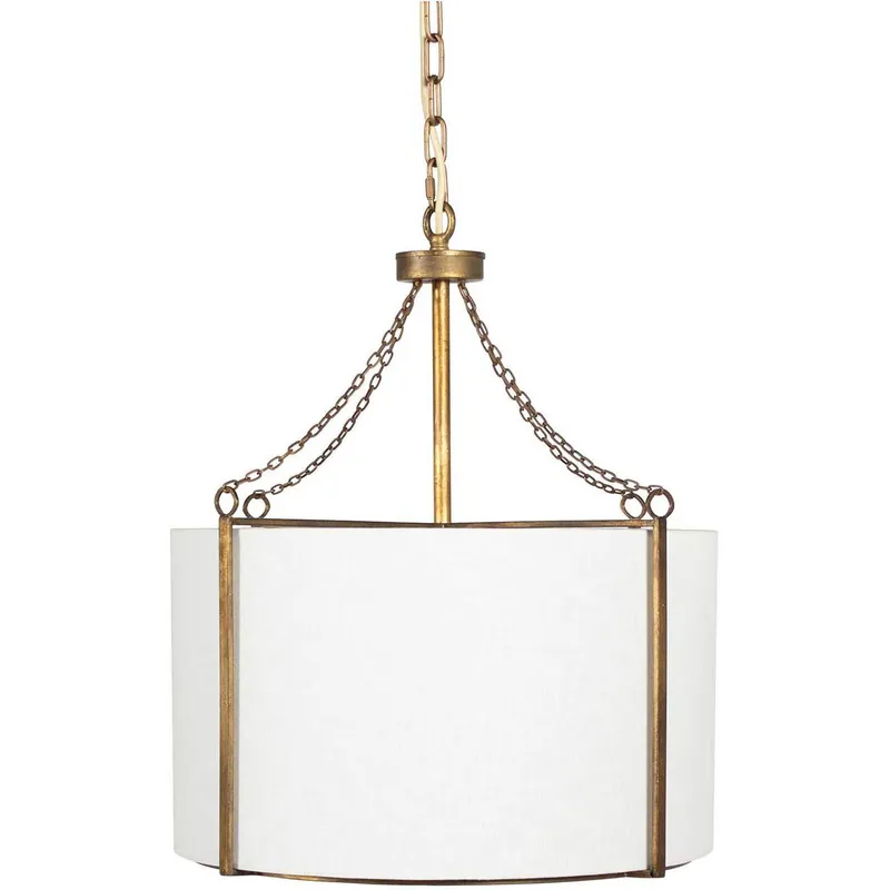 Ivan 3 Light 20.5 inch Antique Gold / White Linen / White Acrylic Diffuser Pendant Ceiling Light Top Rated