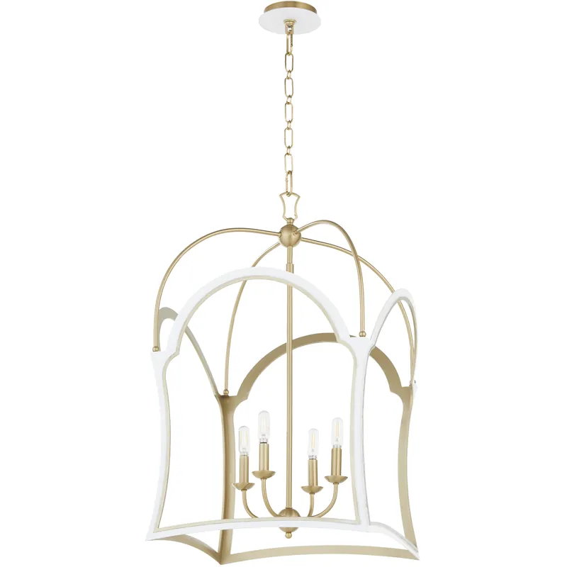 Deal Tiffany 4 Light 21.25 inch Studio White with Aged Brass Entry Ceiling Light