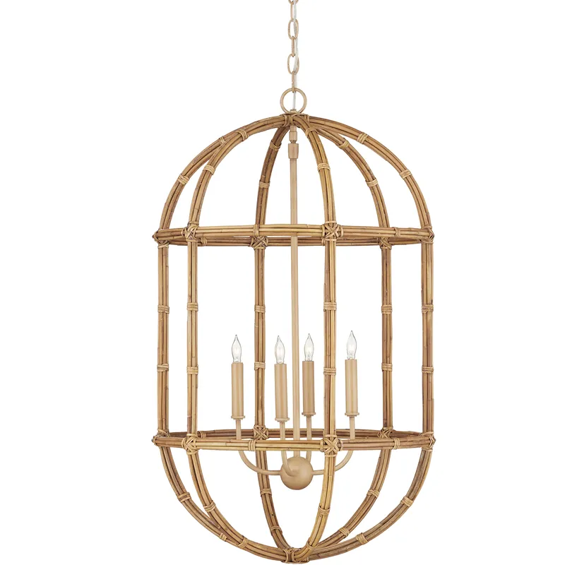 Flash Sale Charrette 4 Light 21.25 inch Natural/Saddle Tan Lantern Chandelier Ceiling Light