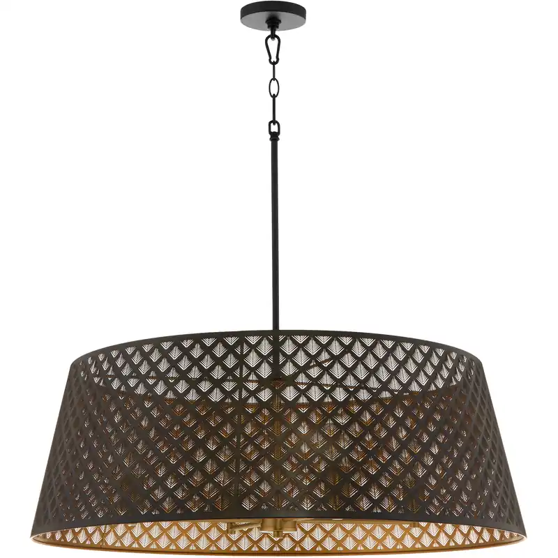 Trusted Brand Benedict 4 Light 32 inch Matte Black and Aged Brass Pendant Ceiling Light