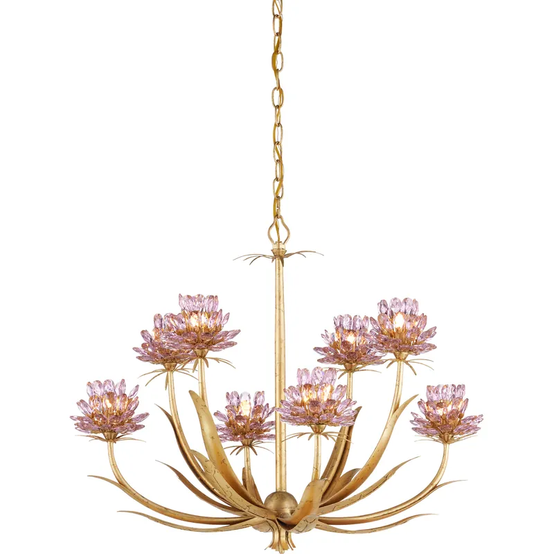 Limited Offer Marilee 8 Light 29.5 inch Pink/Dutch Gold Leaf Chandelier Ceiling Light, Medium
