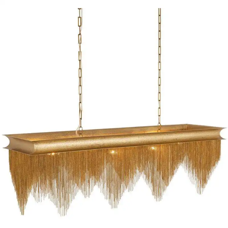 Final Sale Heiress 6 Light 48 inch Antique Brass Linear Chandelier Ceiling Light