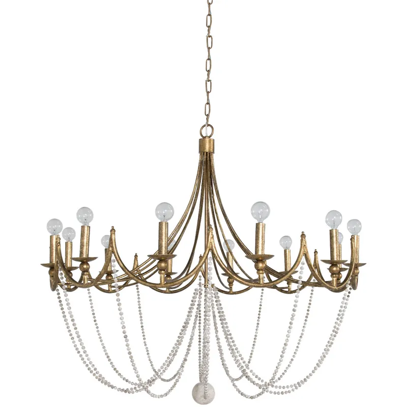 Viral Sandra 12 Light 43.5 inch Antique Gold / Antique White Chandelier Ceiling Light