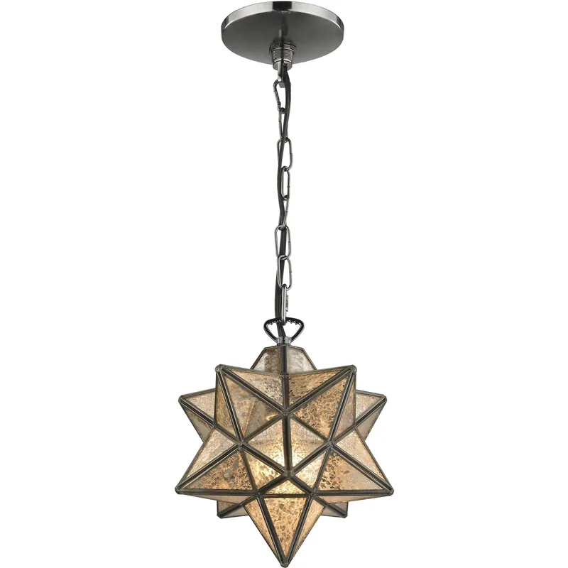 Moravian Star 1 Light 9 inch Oil Rubbed Bronze with Mercury Mini Pendant Ceiling Light Special Discount